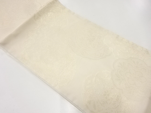 アンティーク　 紗 絵皿に花模様織出し袋帯（材料）